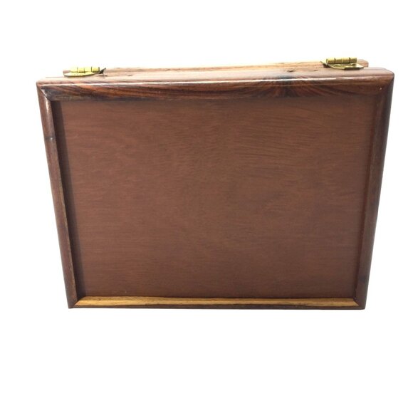 Handcrafted Wooden Jewelry Box Velvet Lined 8 X 6 - Picture 7 of 10